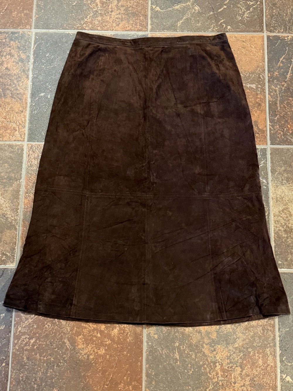 Vintage 90’s Roth LeCover Chocolate Brown Suede Midi Skirt Size Medium